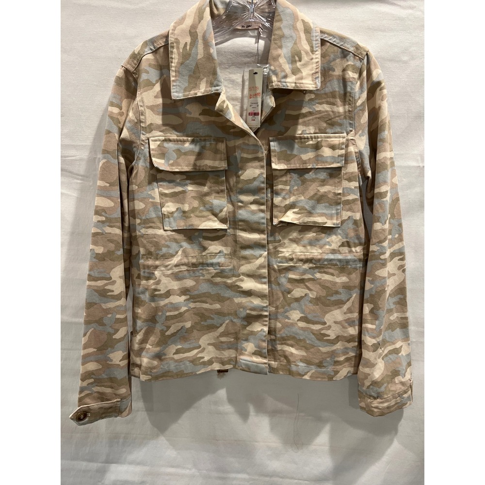 Mi Ami Francescas Camo Utility Jacket Small NWT Tan Sage Blue Cotton WS22773